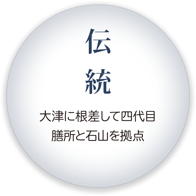 伝統（大津に根差して4代目、膳所と石山を拠点）